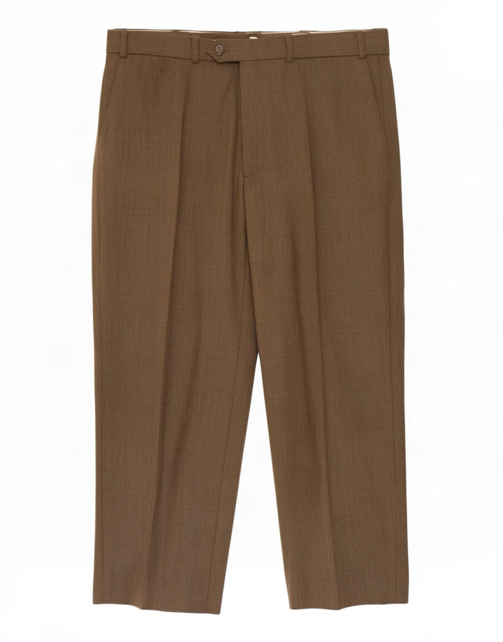 Marks & Spencer Męskie proste spodnie garniturowe W38 L29 Khaki Poliester