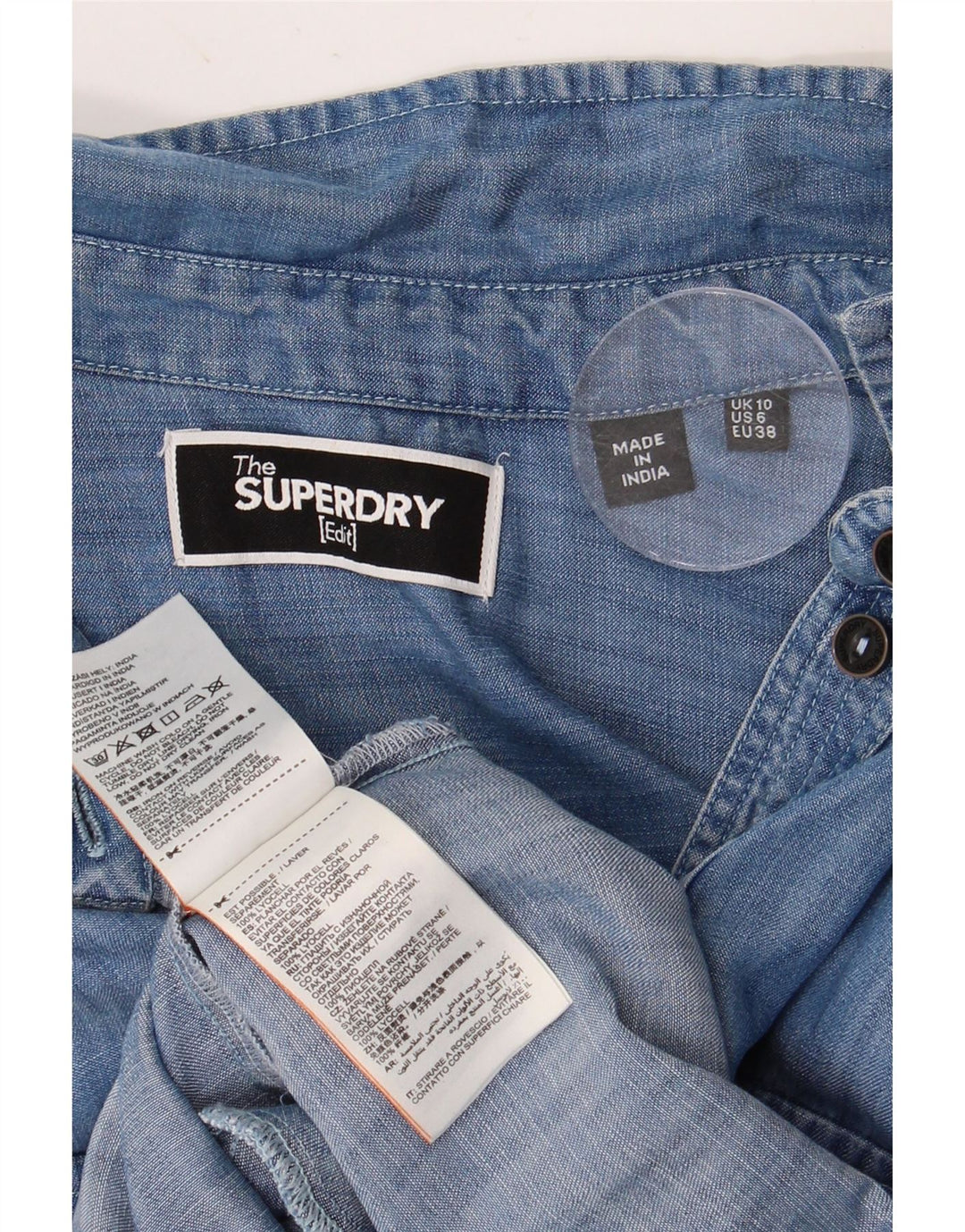 Damska sukienka jeansowa SUPERDRY UK 10 Small Blue Lyocell