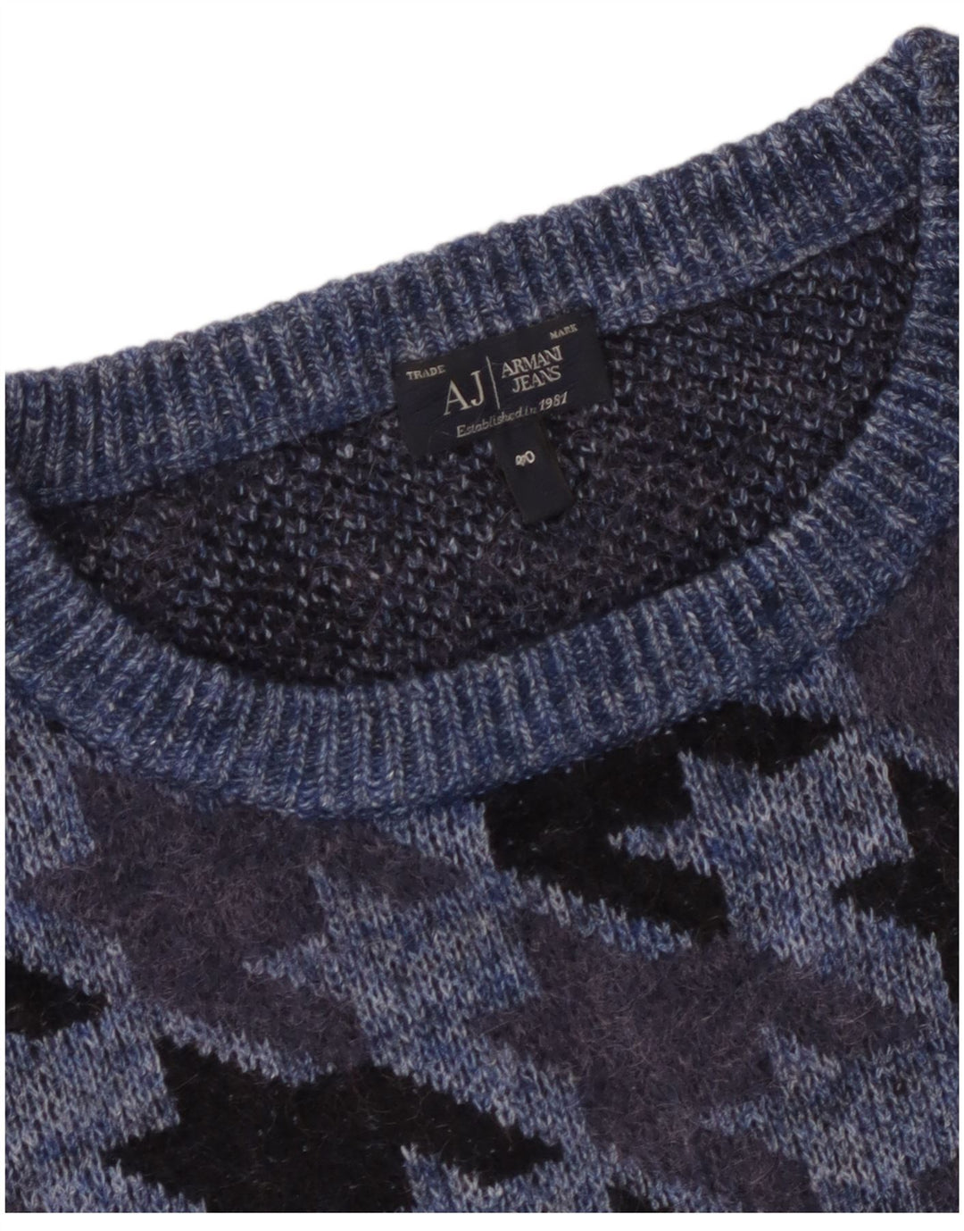 Damski sweter z dekoltem w łódkę Armani Jeans EU 40, średni granatowy