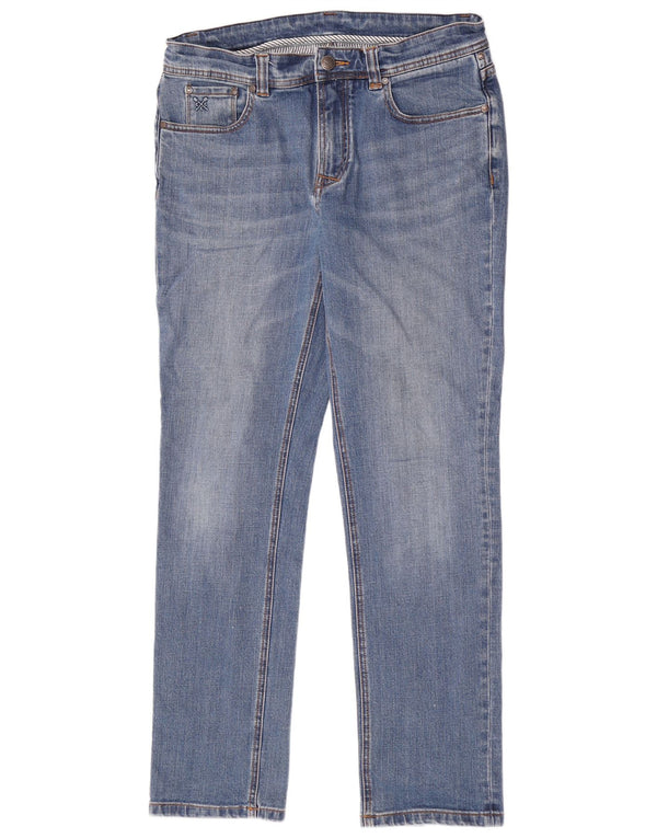 Crew Clothing Damskie proste dżinsy W34 L32 Niebieska bawełna