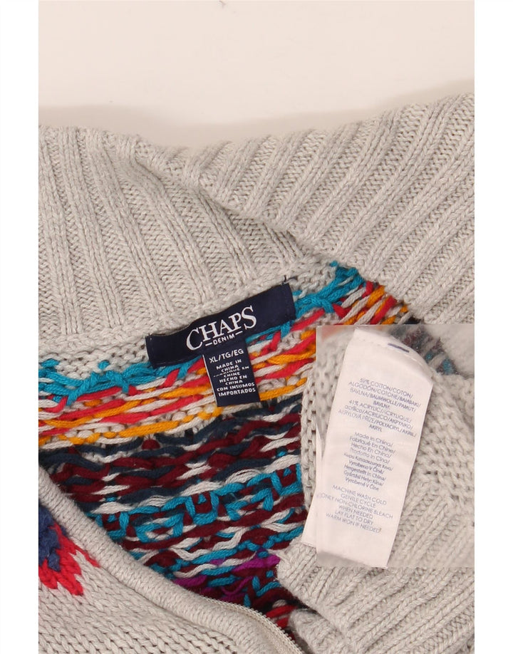 Sweter damski CHAPS, UK 18 XL, szary, bawełna Fair Isle
