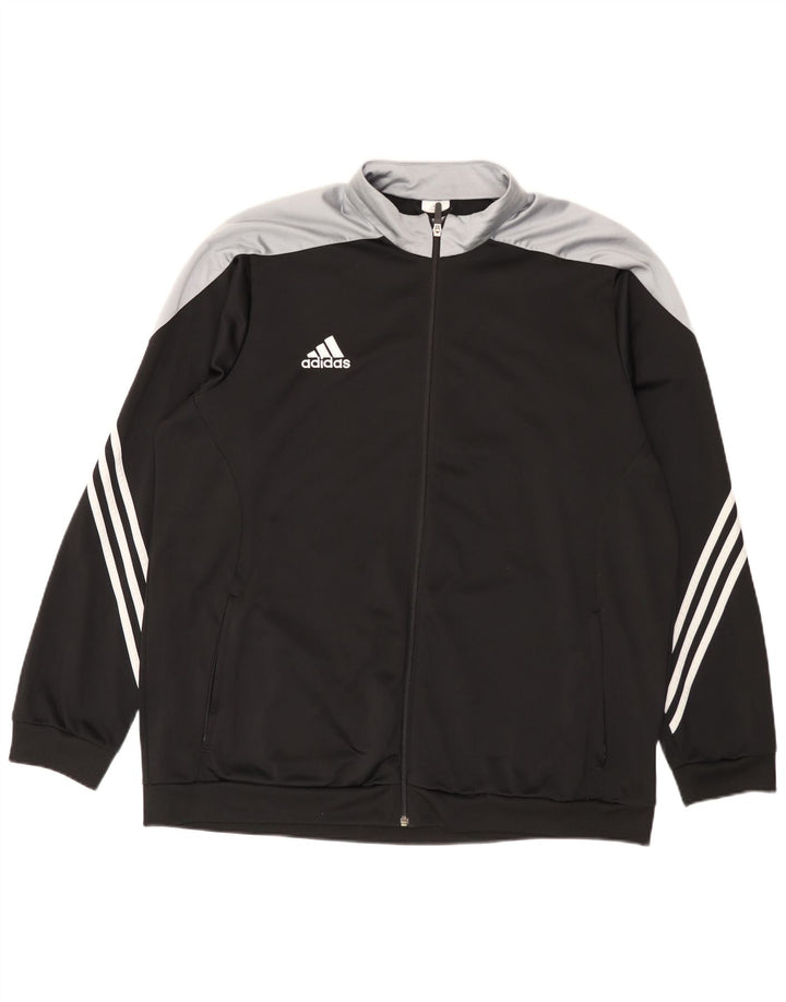 Adidas Męska bluza dresowa Top 2XL Czarny poliester z blokami kolorów