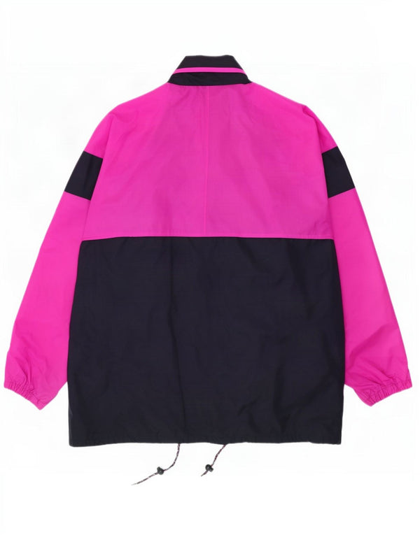 Męska kurtka przeciwdeszczowa z kapturem w stylu vintage UK 42 XL Różowy poliamid z blokami kolorów