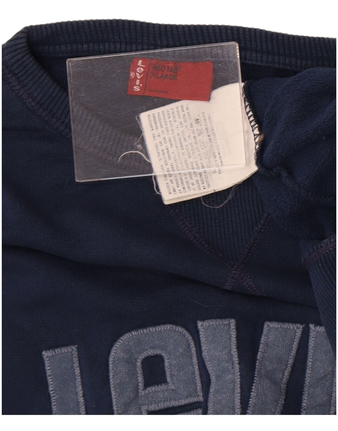 Męska bluza z grafiką Levi's, sweter XL, granatowa, bawełniana