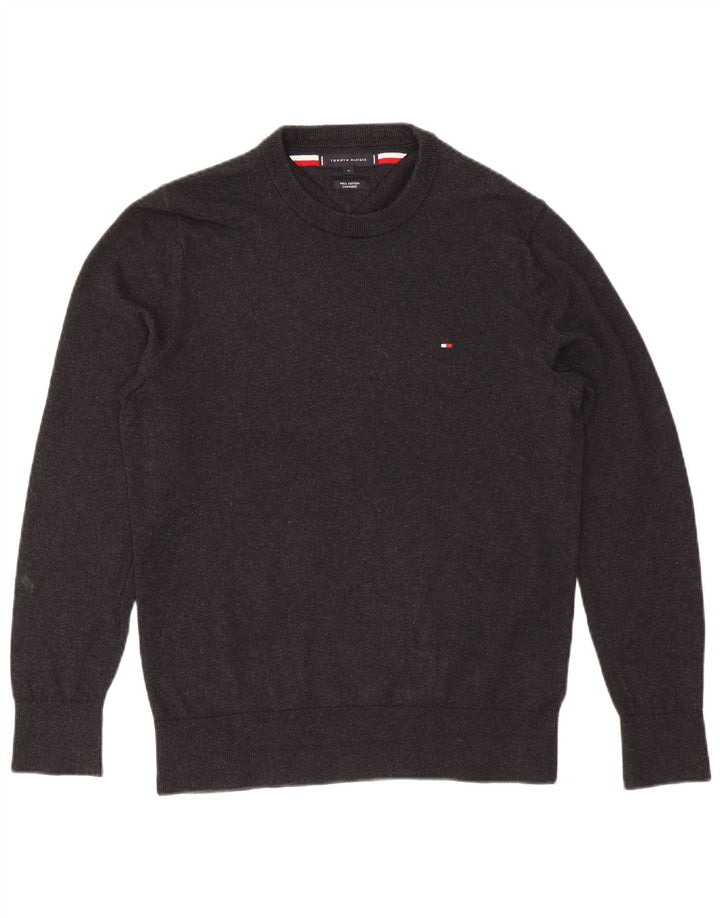 Męski sweter z okrągłym dekoltem Tommy Hilfiger, średnioszary, bawełniany