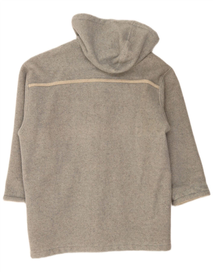 Vintage damski płaszcz z kapturem UK 18 XL, szara wełna