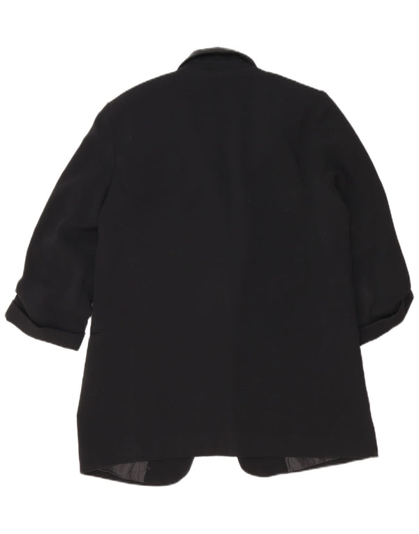 Zara Womens 3/4 Sleeve Open Blazer Jacket UK 14 Medium Black