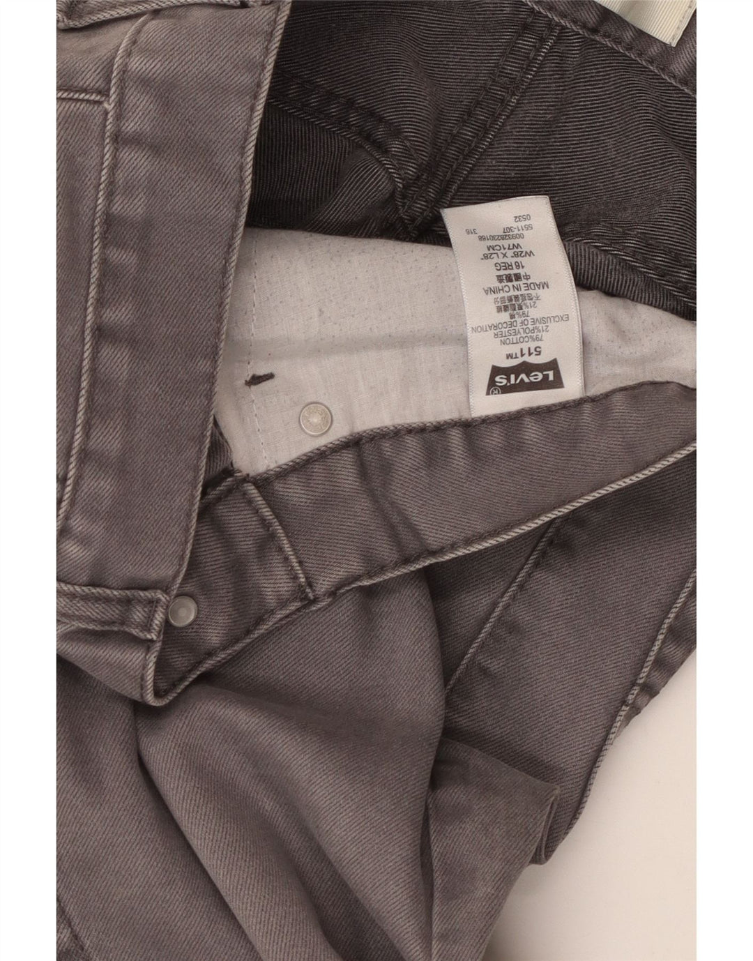 Levi's Boys 511 Slim Jeans 15-16 lat W28 L28 Szara Bawełna