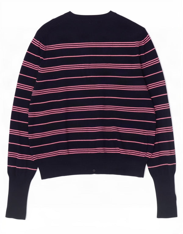 Marks & Spencer Damski sweter rozpinany UK 12, średni granatowy w paski
