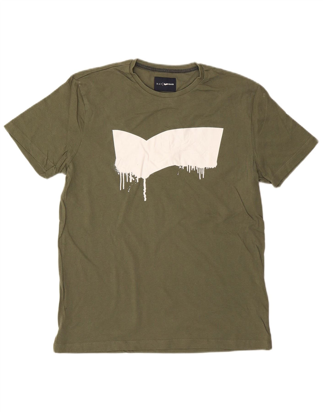 Męski T-shirt z grafiką GAS, duży, bawełniany khaki