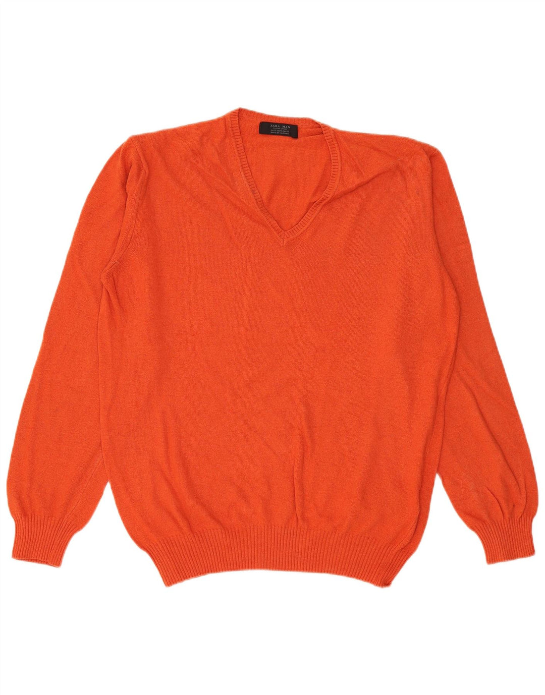 Męski sweter Zara z dekoltem w kształcie litery V, XL, pomarańczowa wiskoza