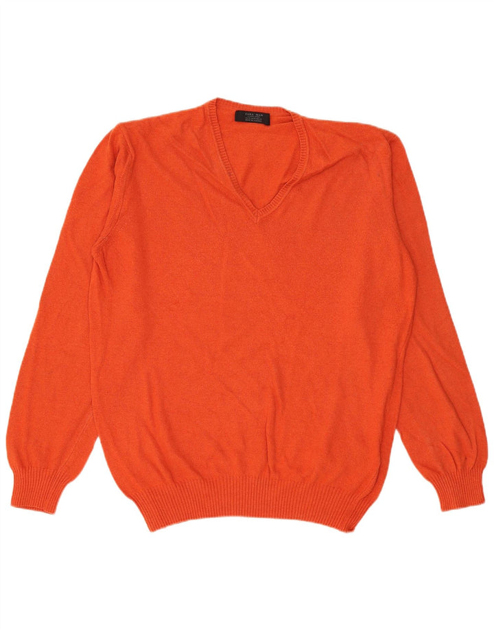 Męski sweter Zara z dekoltem w kształcie litery V, XL, pomarańczowa wiskoza