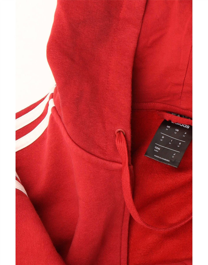 Adidas Męski sweter z kapturem i zamkiem błyskawicznym, średnio czerwony, bawełniany