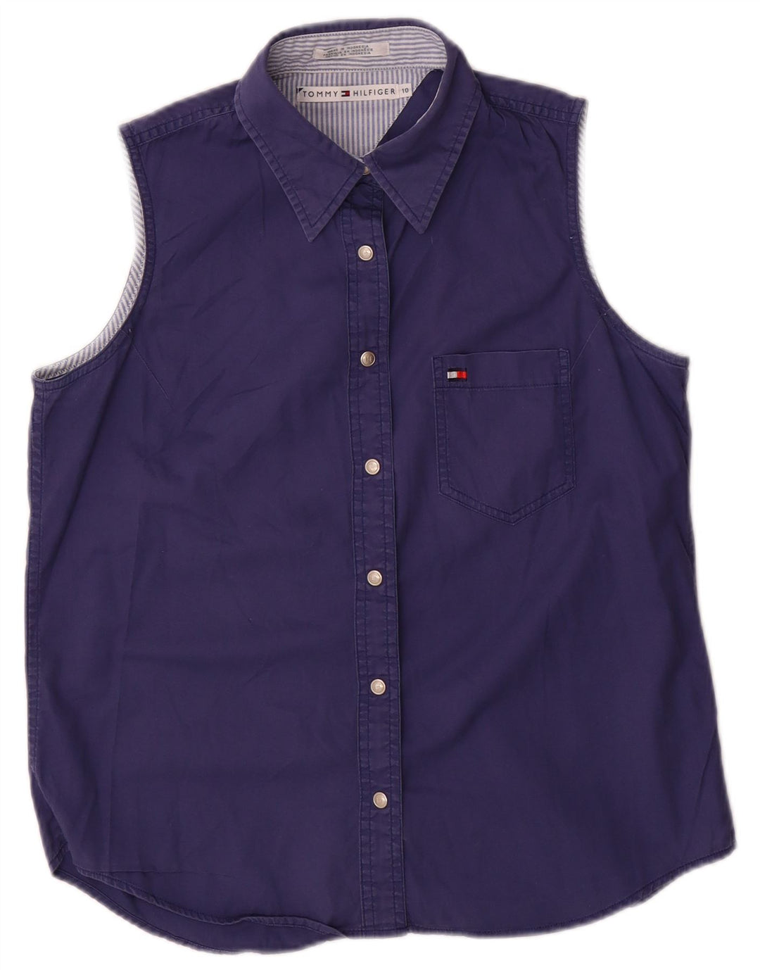 Damska bluzka bez rękawów Tommy Hilfiger US 10, duża, granatowa, bawełniana