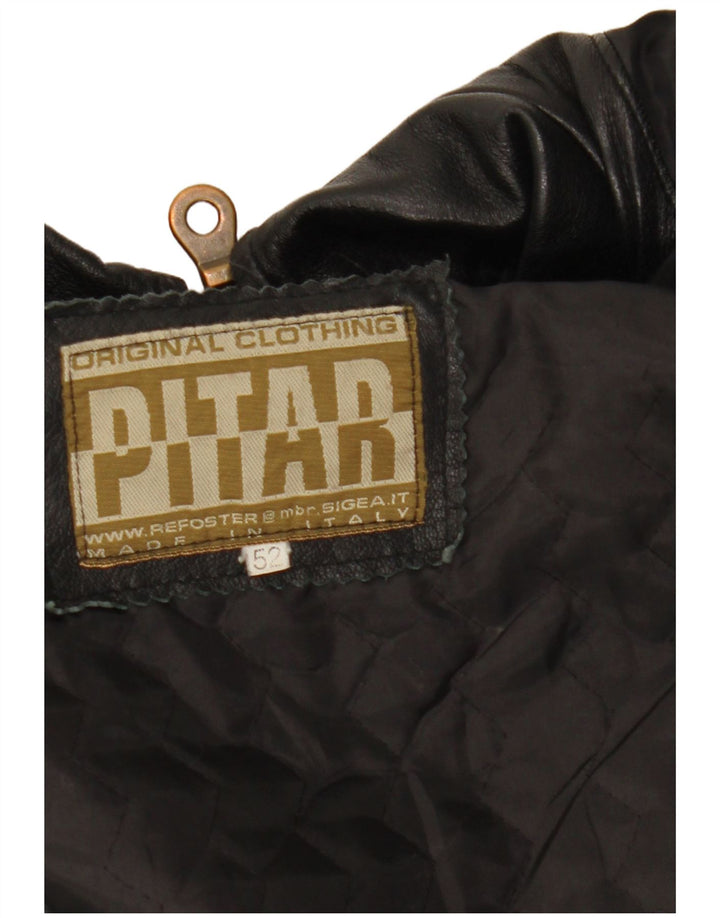Vintage męska kurtka skórzana IT 52 XL czarna skóra