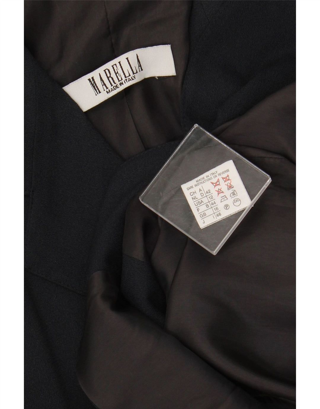 MARELLA Damska marynarka zapinana na 4 guziki UK 16, duża, granatowa wiskoza