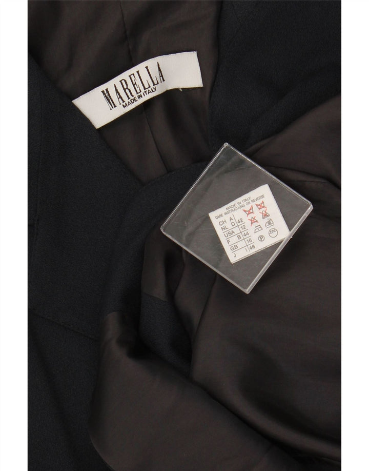 MARELLA Damska marynarka zapinana na 4 guziki UK 16, duża, granatowa wiskoza