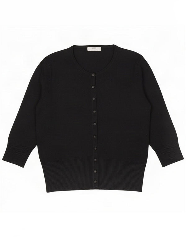 Marks & Spencer Damski sweter rozpinany z rękawem 3/4, UK 14, średni czarny