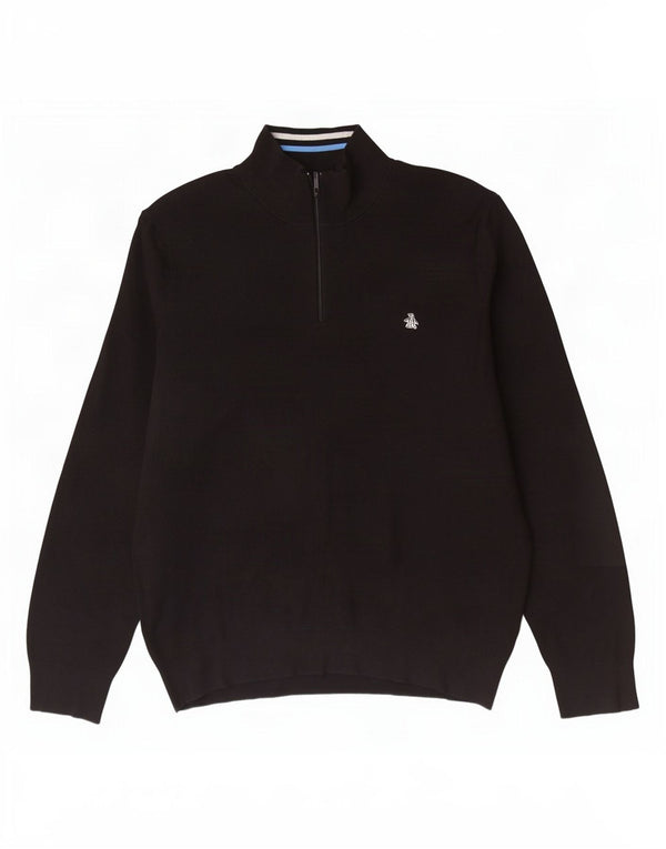 Męski sweter zapinany na zamek Penguin XL, czarny, bawełniany