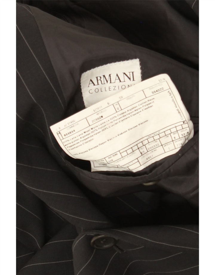 Męska marynarka Armani Collezioni zapinana na 3 guziki IT 52, duża, czarna w prążki