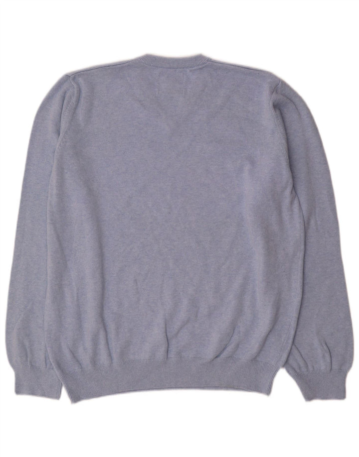 Marks & Spencer Męski sweter z dekoltem w kształcie litery V, XL, niebieski, bawełniany