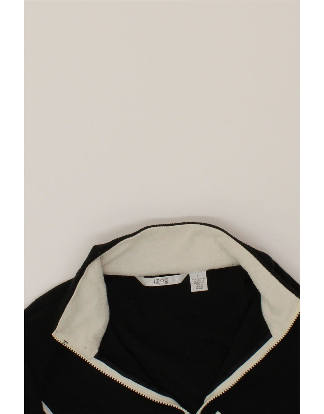 IZOD Womens Zip Neck Fleece Jumper UK 16 Large Black Polyester Vintage Izod and Second-Hand Izod from Messina Hembry 