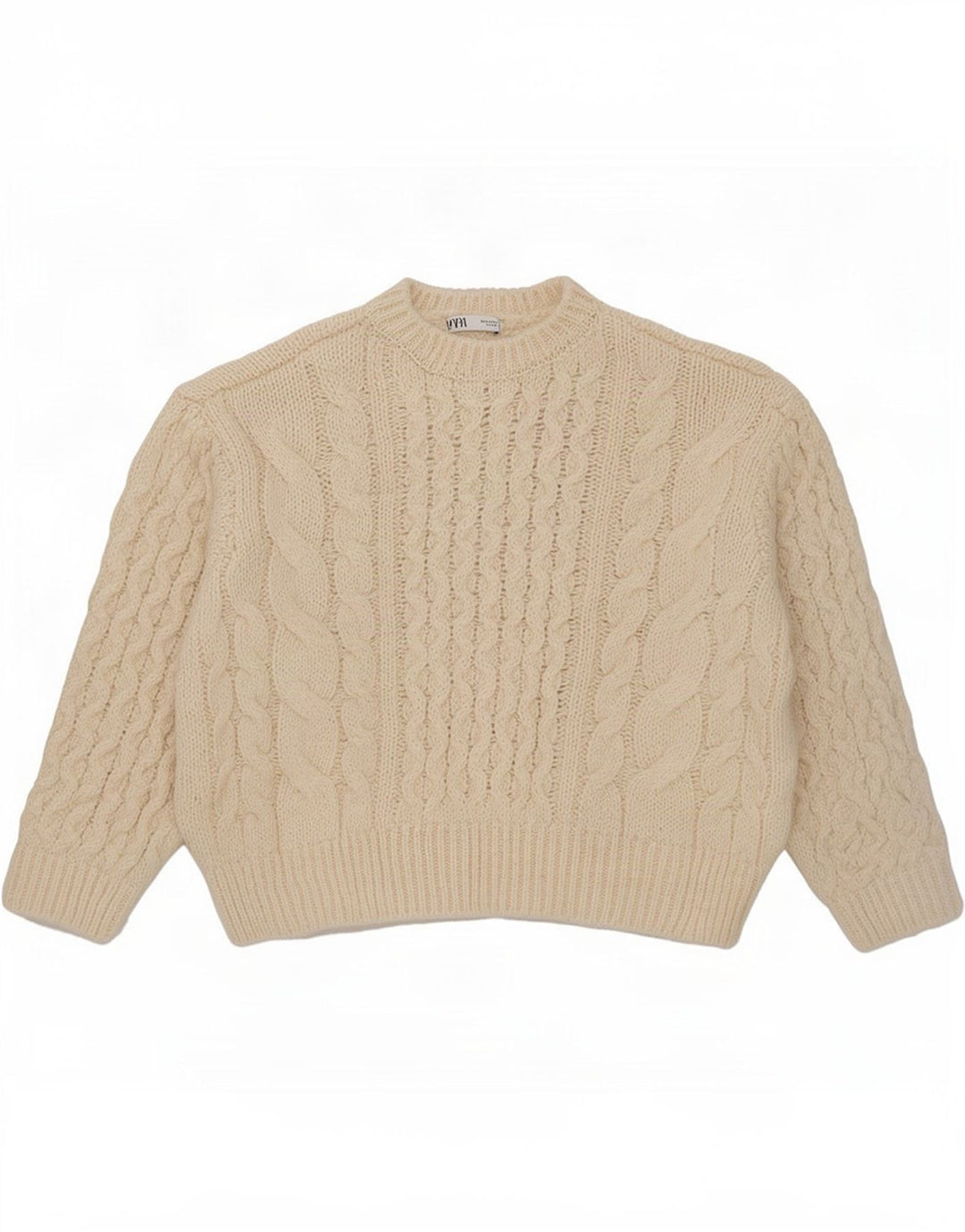 Damski sweter oversize Zara z okrągłym dekoltem UK 12, średni złamanej bieli