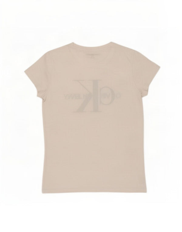 Damska koszulka graficzna Calvin Klein Jeans Top UK 10 Small White Cotton