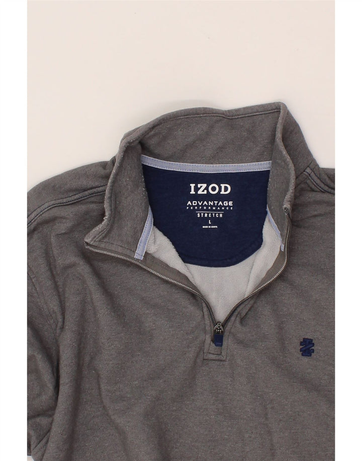 IZOD Mens Performance Zip Neck Sweatshirt Jumper Large Grey Polyester Vintage Izod and Second-Hand Izod from Messina Hembry 