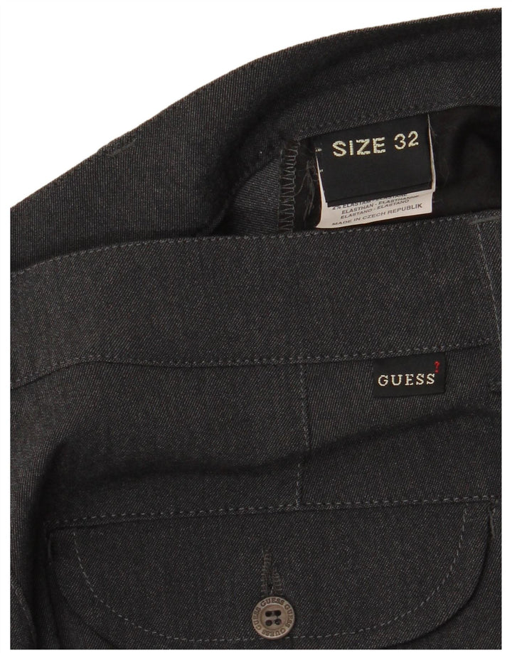 Męskie proste spodnie casual Guess W32 L29 Szary poliester