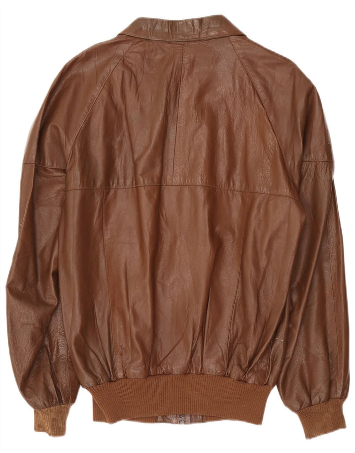 Vintage męska kurtka skórzana UK 38 średni brąz