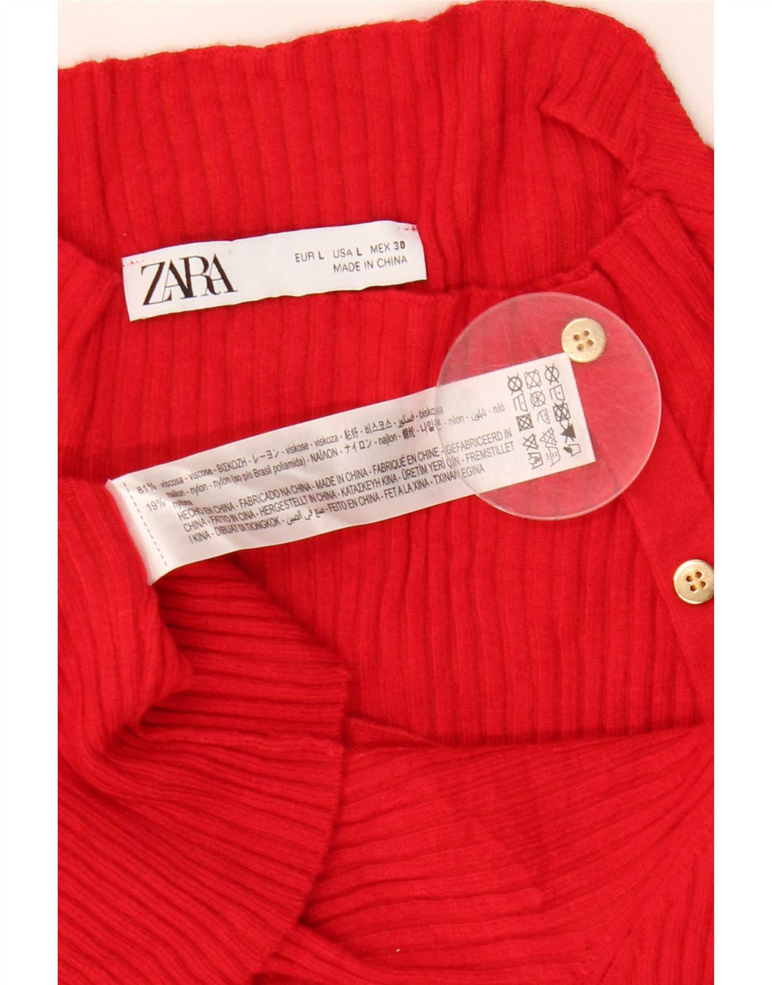 Damski sweter z golfem Zara UK 14, duża czerwona wiskoza
