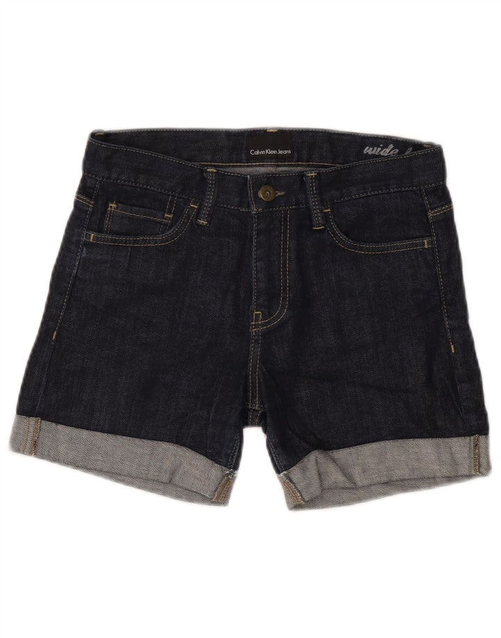 Damskie spodenki jeansowe Calvin Klein z szeroką nogawką W28 Średni granat