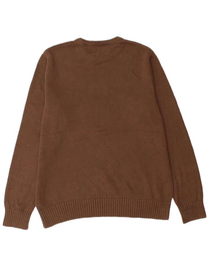 Męski sweter z okrągłym dekoltem Eddie Bauer, duży, brązowy, bawełniany