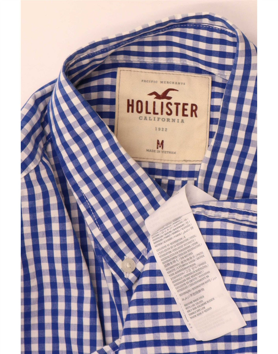 Koszula męska Hollister, bawełniana, w kolorze średniego niebieskiego w kratkę