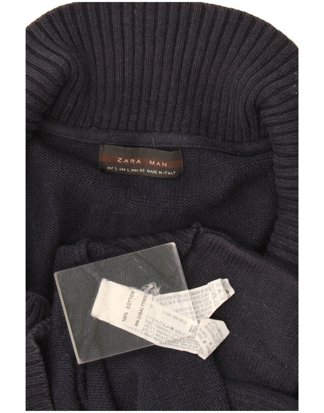 Zara Męski sweter rozpinany, duży, granatowy, bawełniany