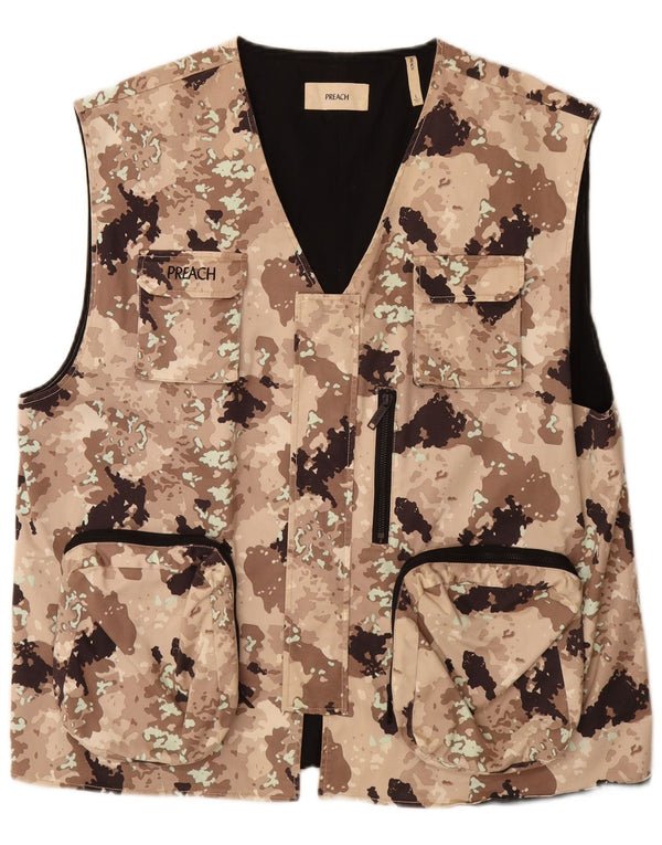 Męska kamizelka Utility VINTAGE UK 40, duża, beżowa, bawełniana w kamuflażu