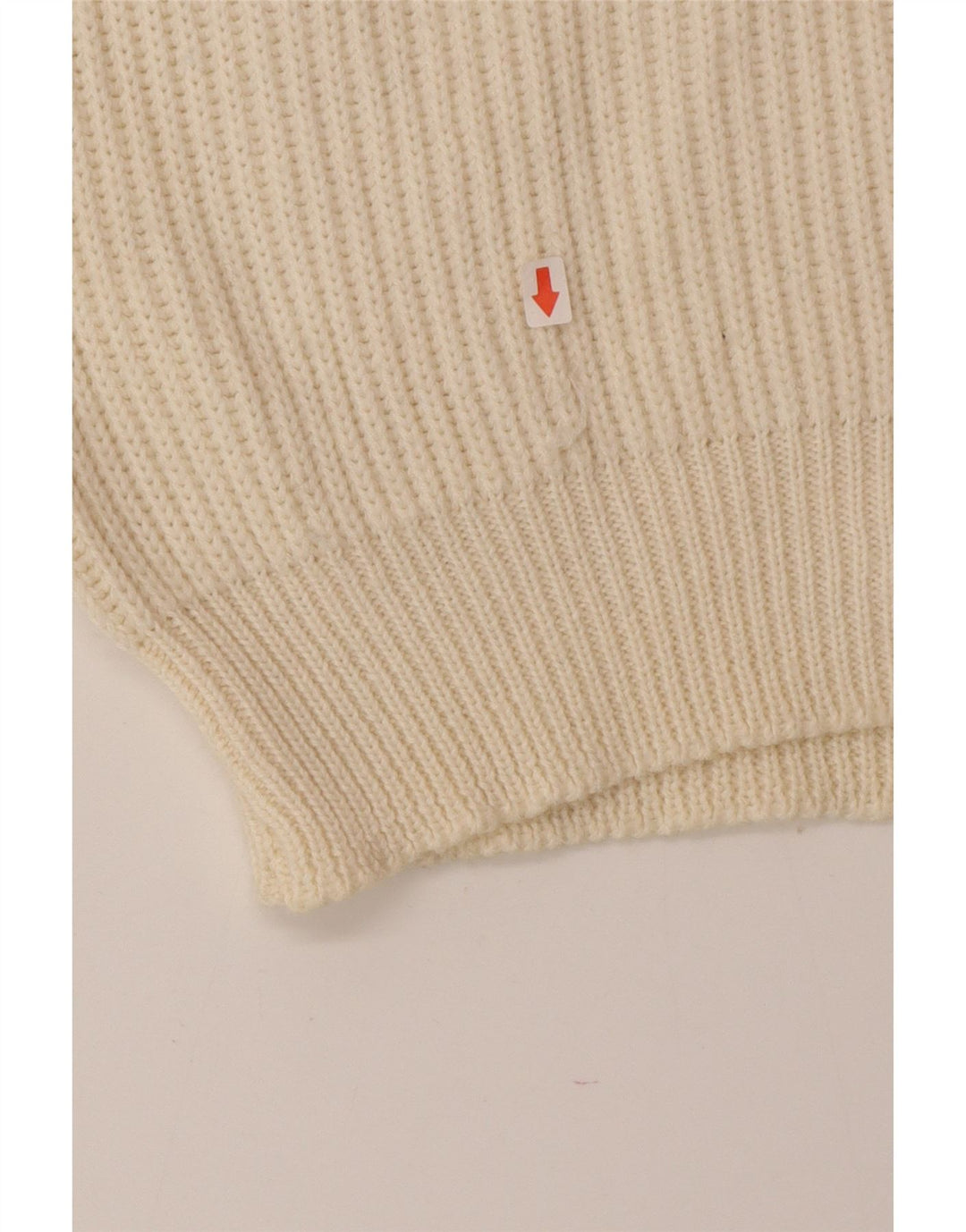 Vintage męski sweter z okrągłym dekoltem, duża beżowa wełna z blokami kolorów