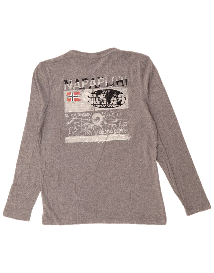 Męski top graficzny NAPAPIJRI z długim rękawem, średnioszary