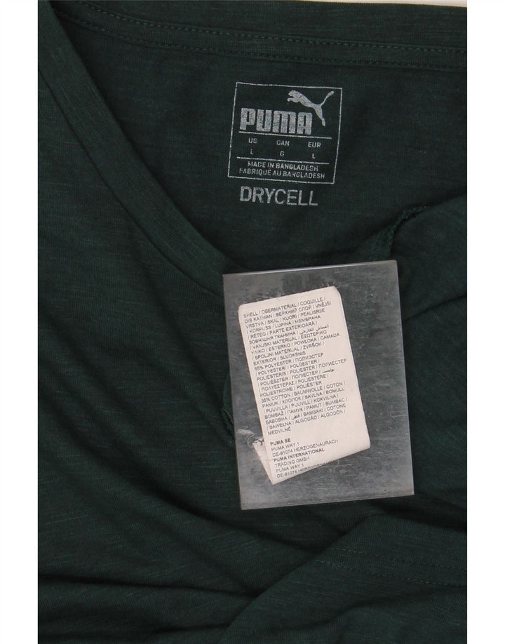 PUMA Mens T-Shirt Top Large Green Cotton