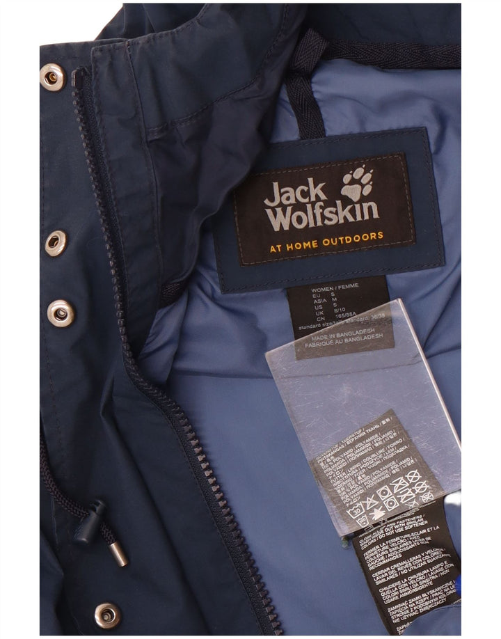 Damska kurtka wiatrówka Jack Wolfskin z kapturem UK 8/10, mała granatowa