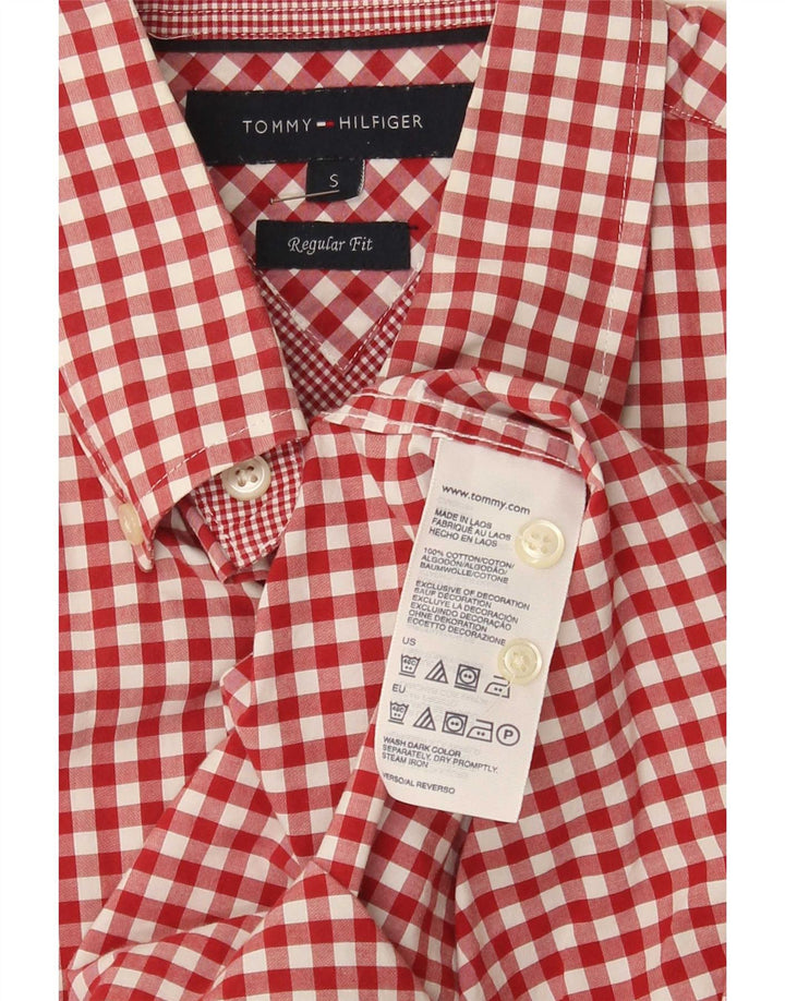 Męska koszula o regularnym kroju Tommy Hilfiger, mała, czerwona bawełniana kratka