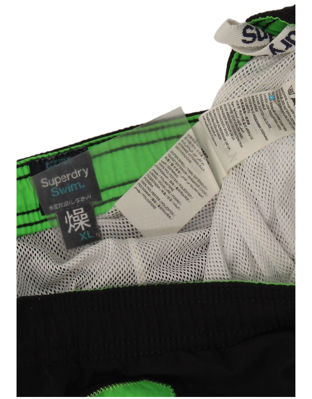 Męskie spodenki kąpielowe Superdry z grafiką XL, czarny poliester