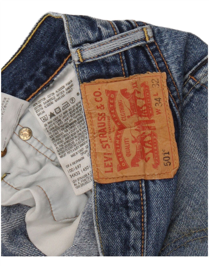 Męskie jeansy Levi's 501 Straight W34 L32 Niebieskie bawełniane