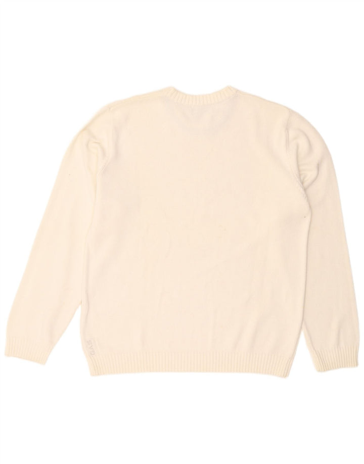Męski sweter z okrągłym dekoltem Gas, 2XL, biała bawełna