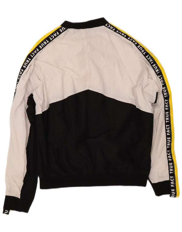 Męska wiatrówka ZARA Graphic UK 40, duża, biała, z blokami kolorów