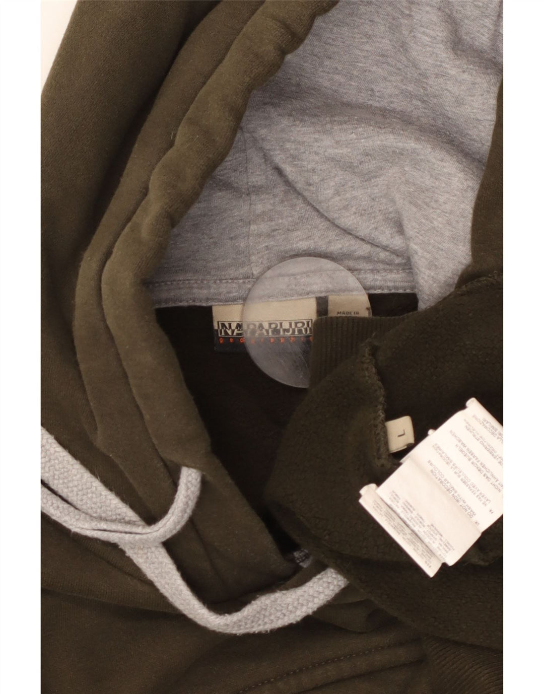 Męski sweter z kapturem i grafiką geograficzną NAPAPIJRI, duży, bawełniany khaki