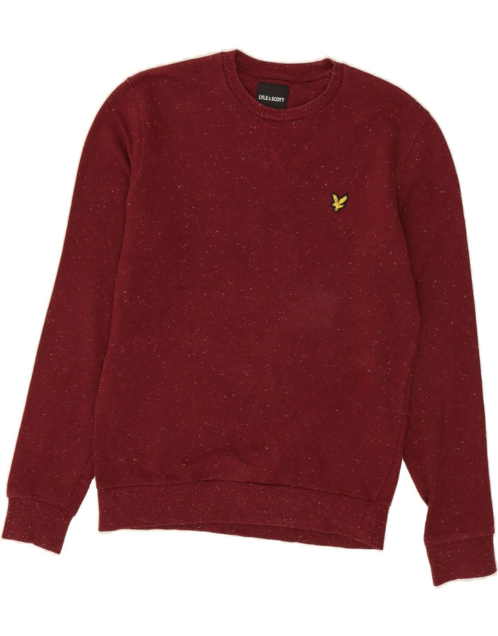 LYLE & SCOTT Mens Sweatshirt Jumper Small Burgundy Flecked Cotton Vintage Lyle & Scott and Second-Hand Lyle & Scott from Messina Hembry 