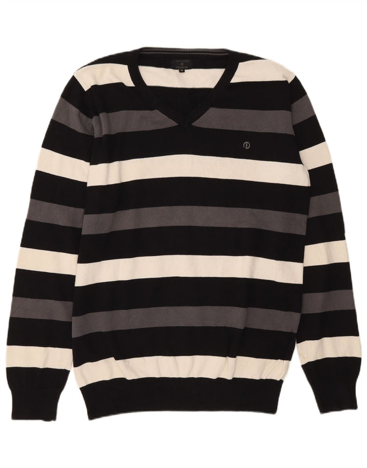 Męski sweter Jack & Jones z dekoltem w kształcie litery V, średnie czarne paski