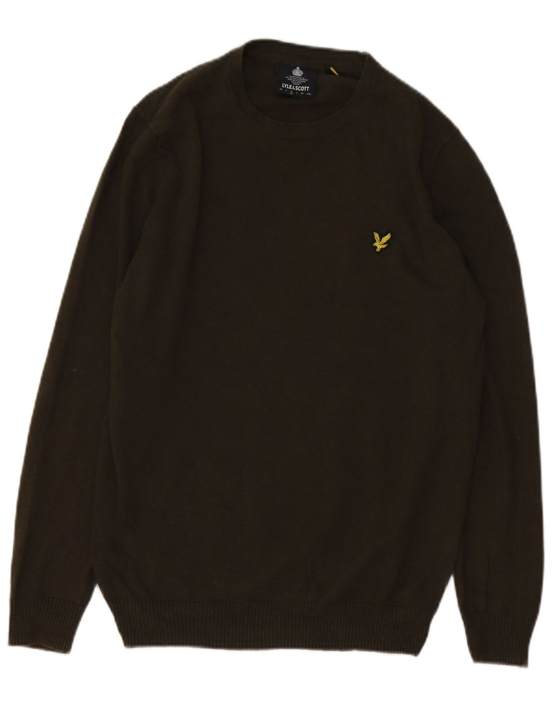 Męski sweter z okrągłym dekoltem LYLE & SCOTT, średnia, bawełniana khaki